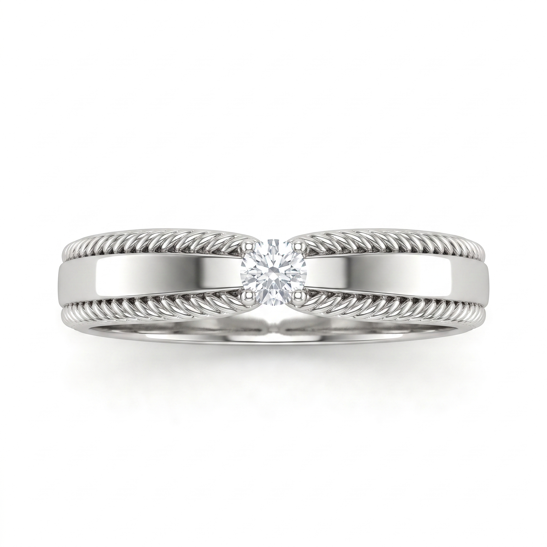Natural Diamond Solitaire Wedding Ring | 0.08 CT Natural Diamond | 18K White Gold | Saleh Sallom Jewelry