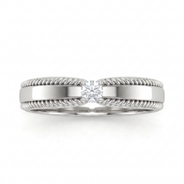 Natural Diamond Solitaire Wedding Ring | 0.08 CT Natural Diamond | 18K White Gold | Saleh Sallom Jewelry