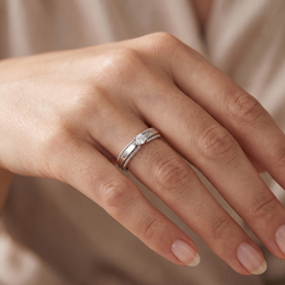 Natural Diamond Solitaire Wedding Ring | 0.08 CT Natural Diamond | 18K White Gold | Saleh Sallom Jewelry