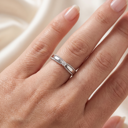Natural Diamond Solitaire Wedding Ring | 0.08 CT Natural Diamond | 18K White Gold | Saleh Sallom Jewelry