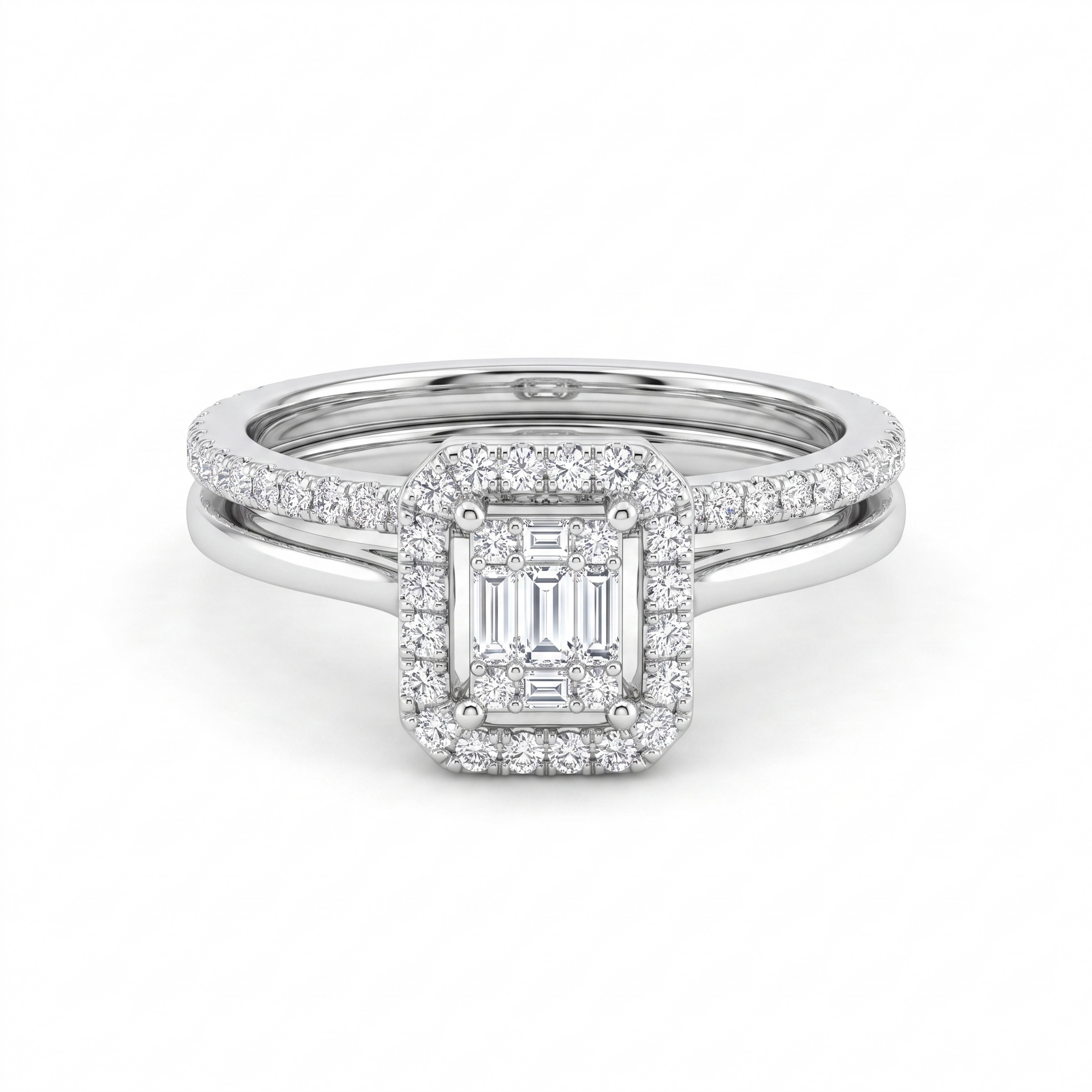 Natural Diamond Halo Ring | 0.05 CT Natural Diamonds | 18K White Gold | Saleh Sallom Jewelry