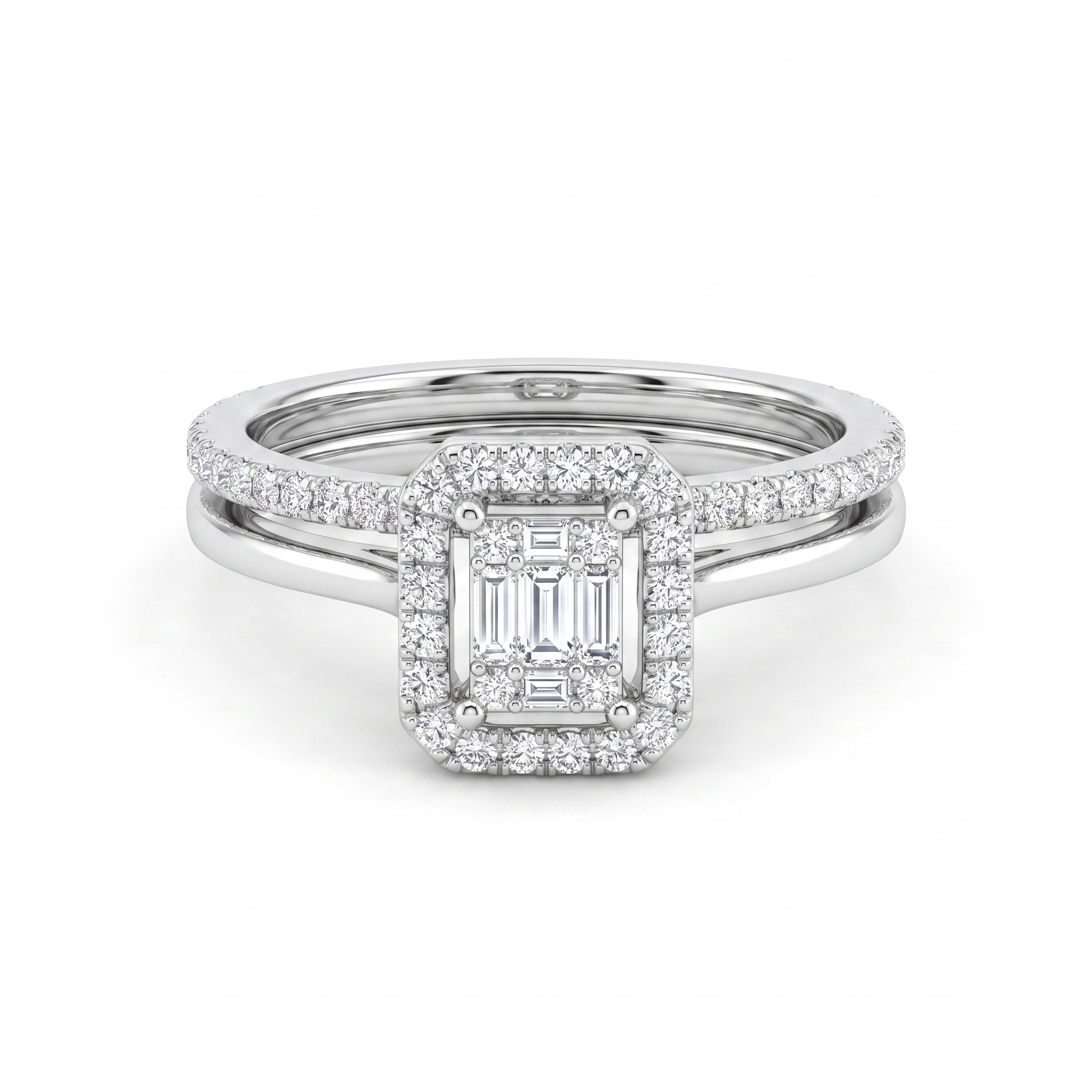 Natural Diamond Halo Ring | 0.05 CT Natural Diamonds | 18K White Gold | Saleh Sallom Jewelry