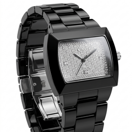 Natural Diamond Luxury Watch | 0.0555 CT Natural Diamonds | Black Stainless Steel | Saleh Sallom | SSJ-WAT-0003