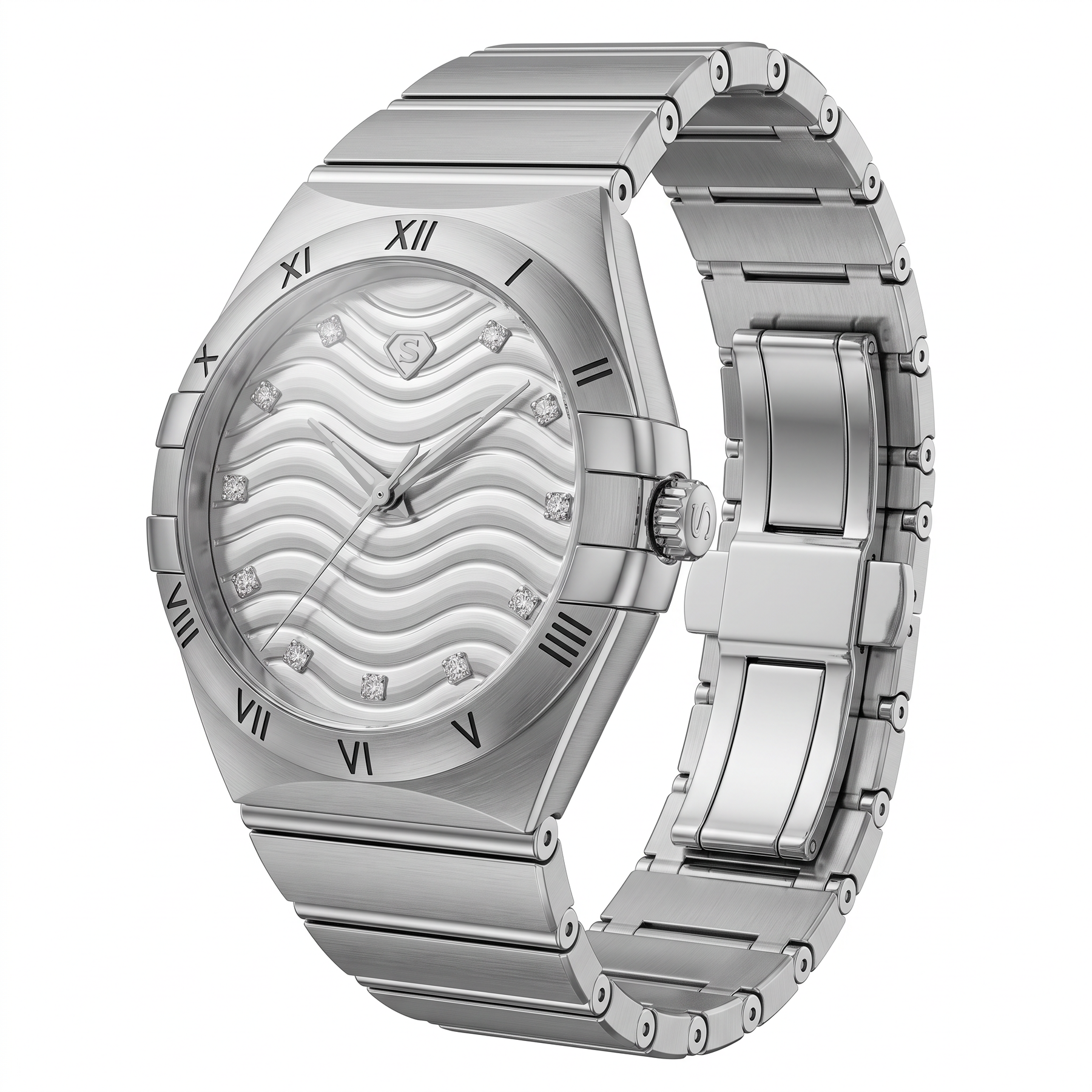 Natural Diamond Luxury Watch | 0.20 CT Natural Diamonds | Stainless Steel | Saleh Sallom | SSJ-WAT-0004