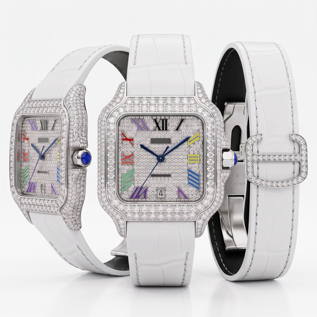 Luxury Mechanical Diamond Watch | 8.15 CT Laboratory created Diamonds | Miyota 8215 Automatic Movement | Sapphire Crystal | Saleh Sallom | SSJ-WAT-0007