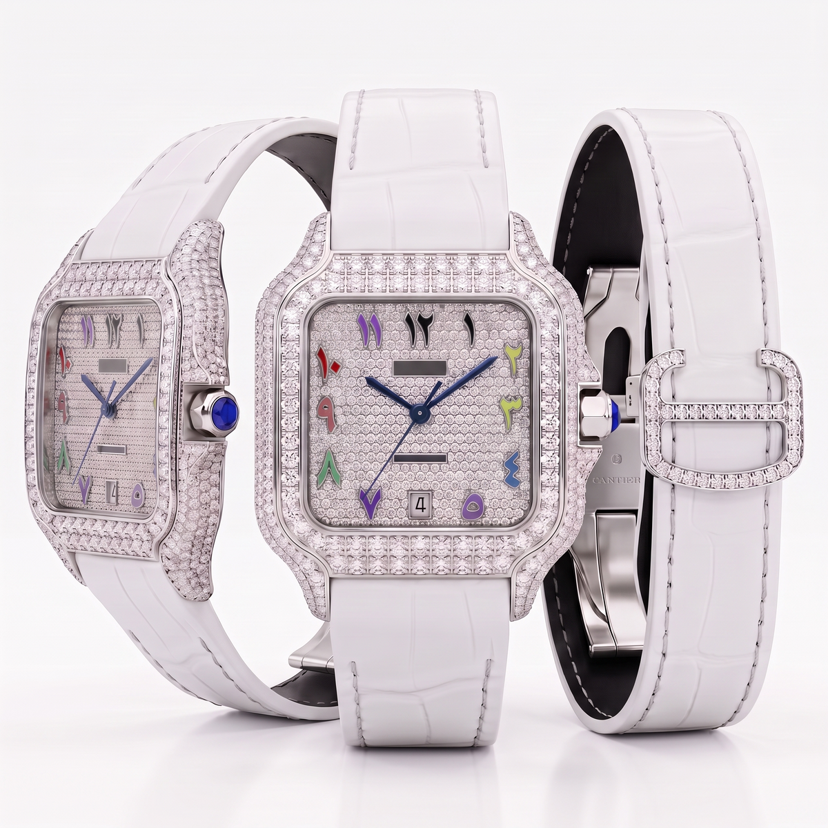 Luxury Mechanical Diamond Watch | 8.15 CT Laboratory created Diamonds | Miyota 8215 Automatic Movement | Sapphire Crystal | Saleh Sallom | SSJ-WAT-0009