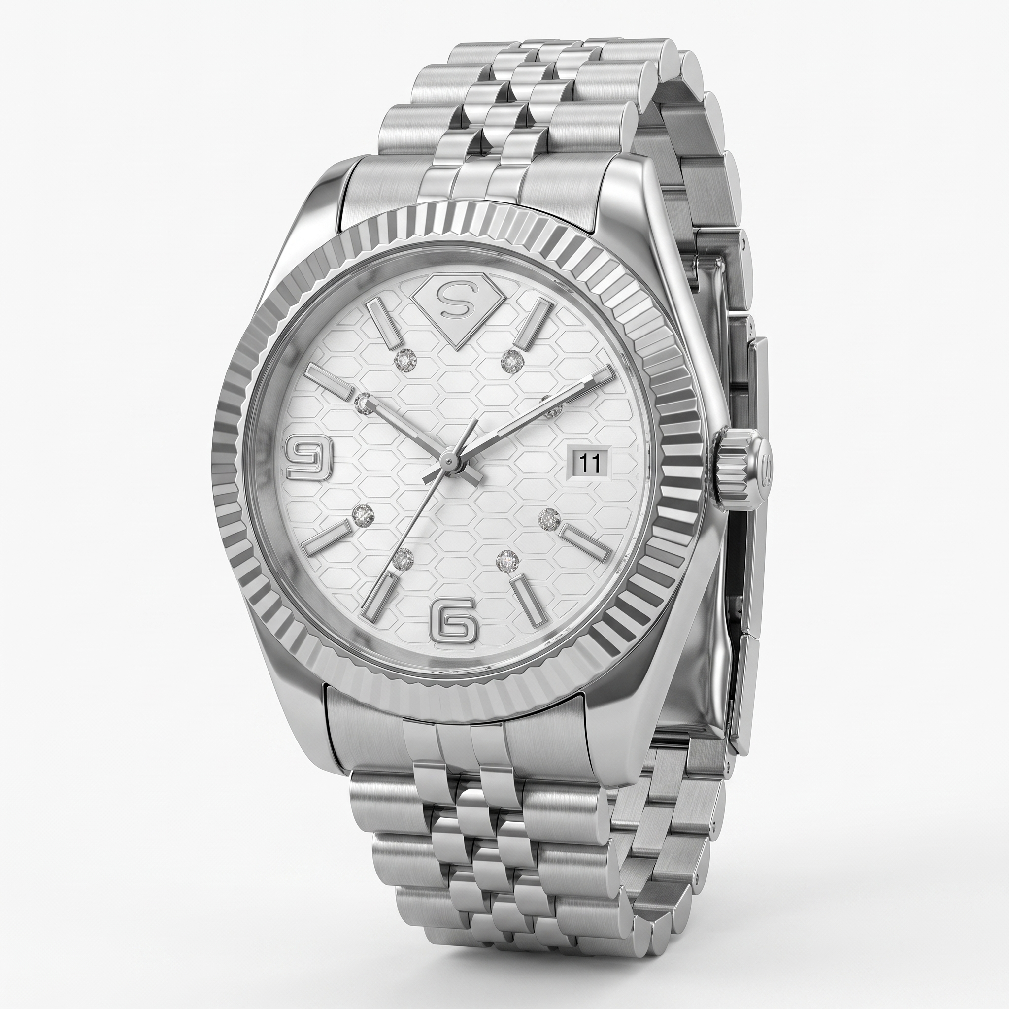 Natural Diamond Luxury Watch | 0.148 CT Natural Diamonds | Stainless Steel | Saleh Sallom | SSJ-WAT-0002 Main image