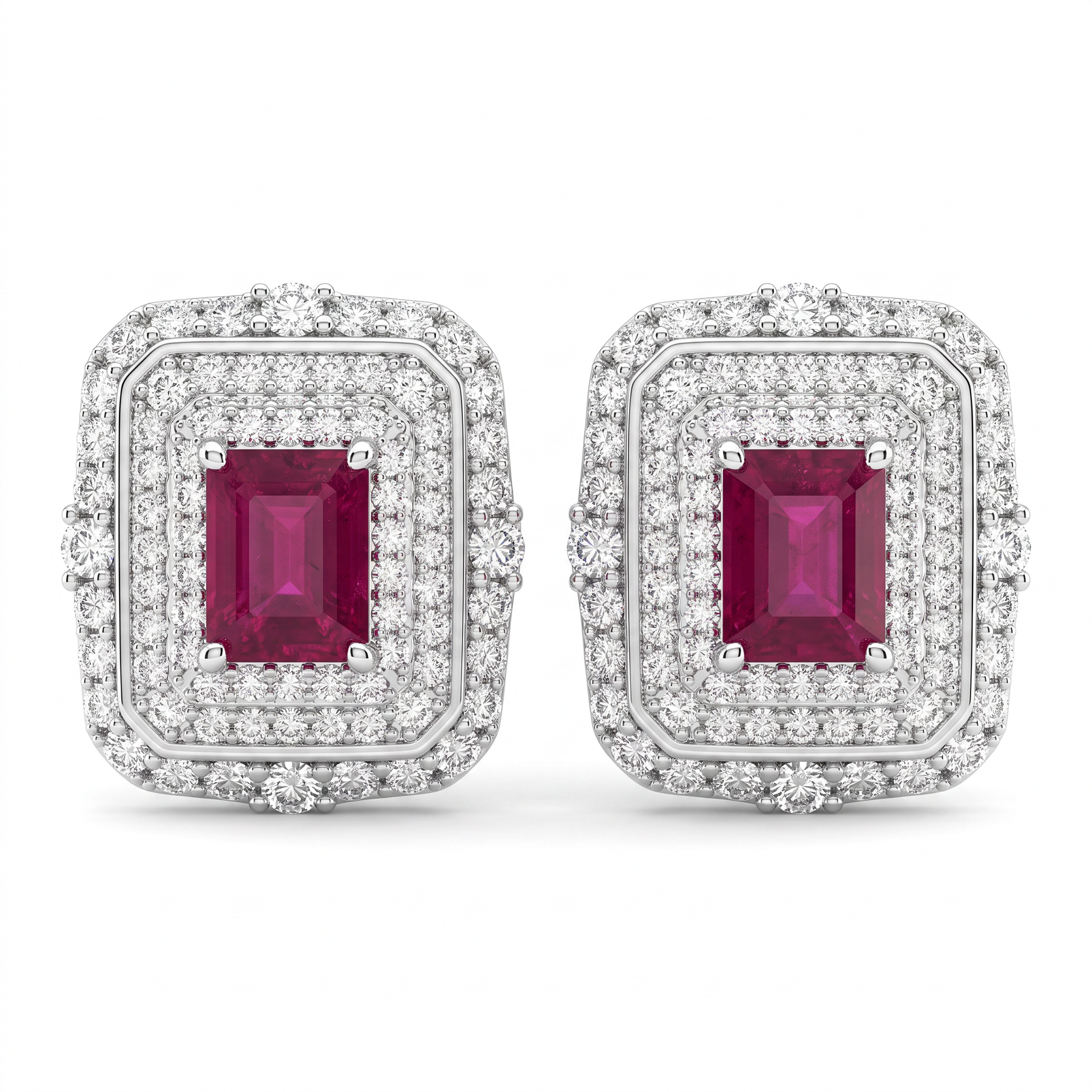 Natural Pink Tourmaline & Diamond Statement Ring | 0.80 CT Natural Diamonds | 18K White Gold | Saleh Sallom Jewelry