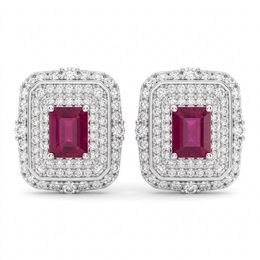 Natural Pink Tourmaline & Diamond Statement Ring | 0.80 CT Natural Diamonds | 18K White Gold | Saleh Sallom Jewelry