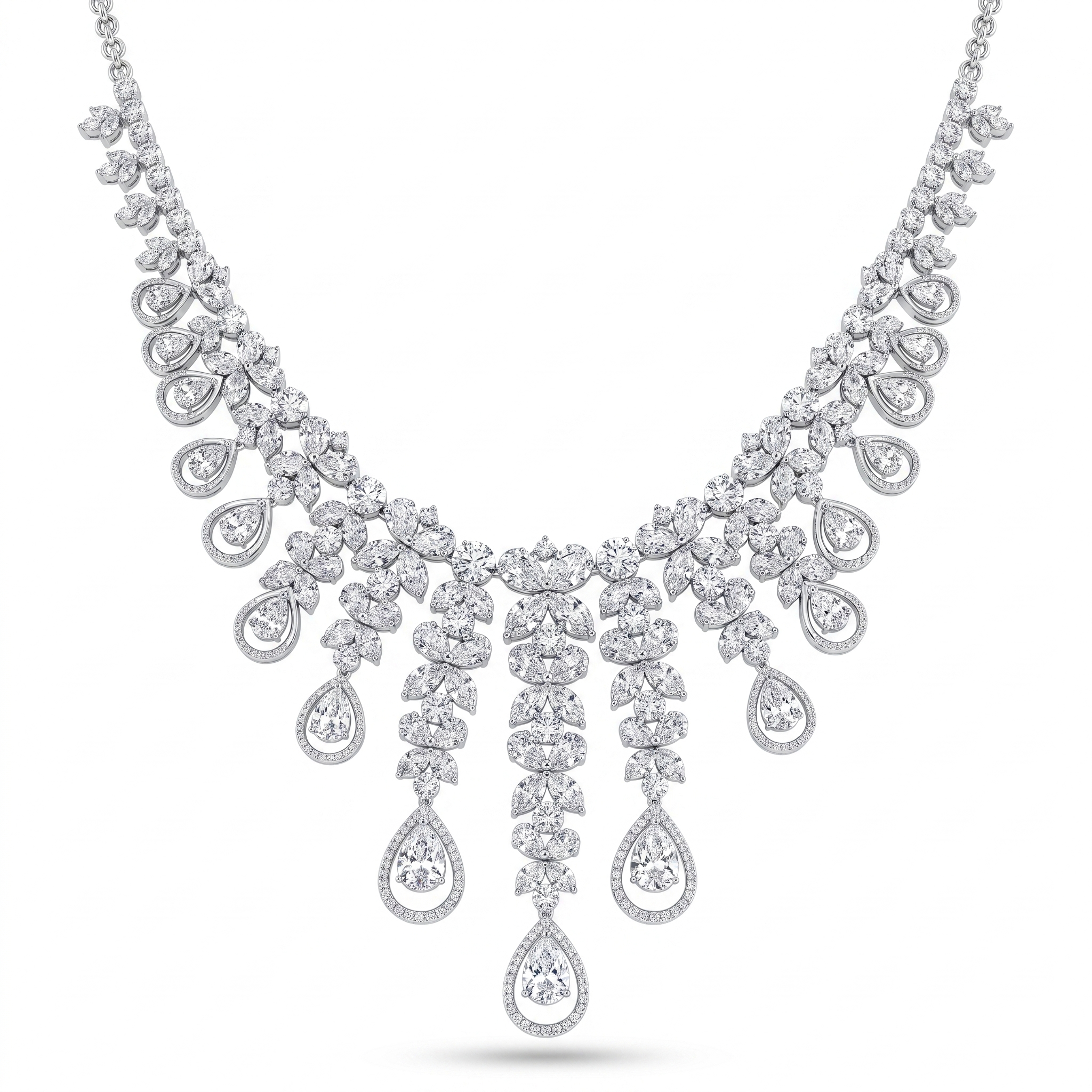 Natural Diamond High Jewelry Statement Necklace | 11.81 CT Natural Diamonds | 18K White Gold | Saleh Sallom Jewelry Main image