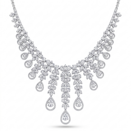 Natural Diamond High Jewelry Statement Necklace | 11.81 CT Natural Diamonds | 18K White Gold | Saleh Sallom Jewelry
