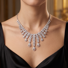 Natural Diamond High Jewelry Statement Necklace | 11.81 CT Natural Diamonds | 18K White Gold | Saleh Sallom Jewelry