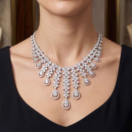 Natural Diamond High Jewelry Statement Necklace | 11.81 CT Natural Diamonds | 18K White Gold | Saleh Sallom Jewelry