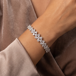 Natural Diamond Floral Tennis Bracelet | 3.05 CT Natural Diamonds | 18K White Gold | Saleh Sallom Jewelry