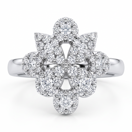 Natural Diamond Floral Cluster Ring | 0.68 CT Diamonds | 18K White Gold | Saleh Sallom Jewelry