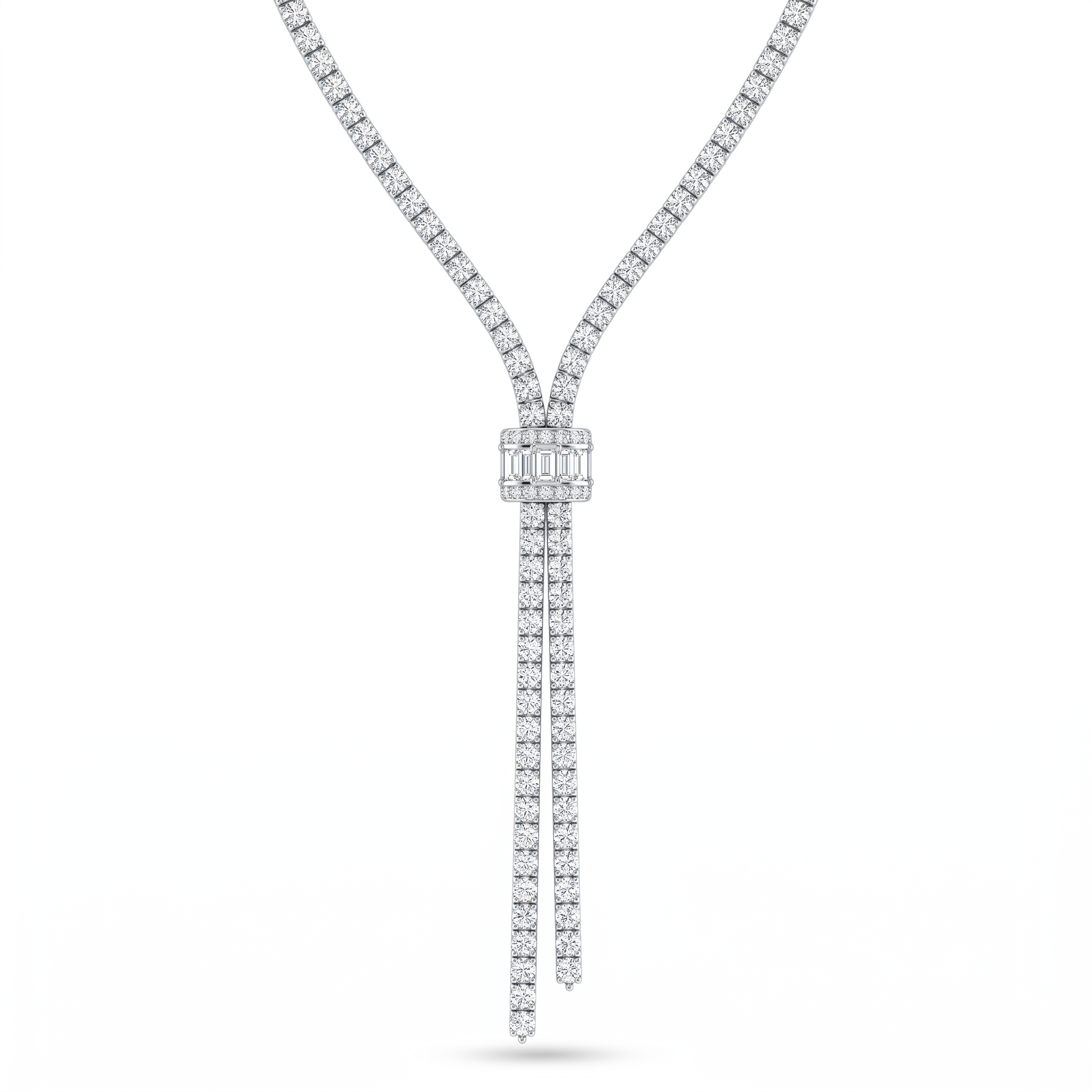 Natural Diamond Lariat Necklace | 8.46 CT Natural Diamonds | 18K White Gold | Saleh Sallom Jewelry Main image
