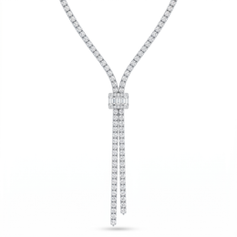 Natural Diamond Lariat Necklace | 8.46 CT Natural Diamonds | 18K White Gold | Saleh Sallom Jewelry