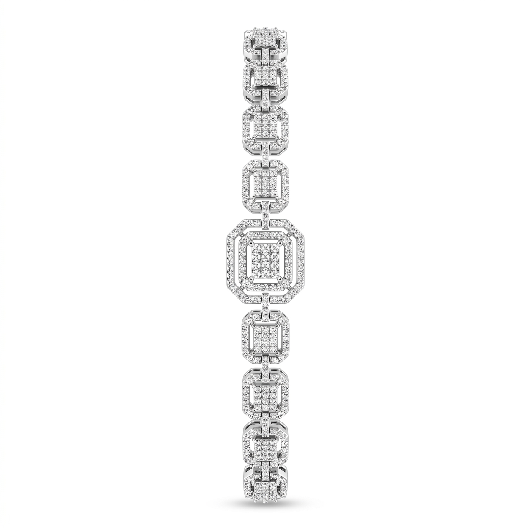 Natural Diamond Geometric Link Bracelet | 1.20 CT Natural Diamonds | 18K White Gold | Saleh Sallom Jewelry