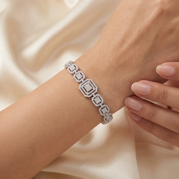 Natural Diamond Geometric Link Bracelet | 1.20 CT Natural Diamonds | 18K White Gold | Saleh Sallom Jewelry