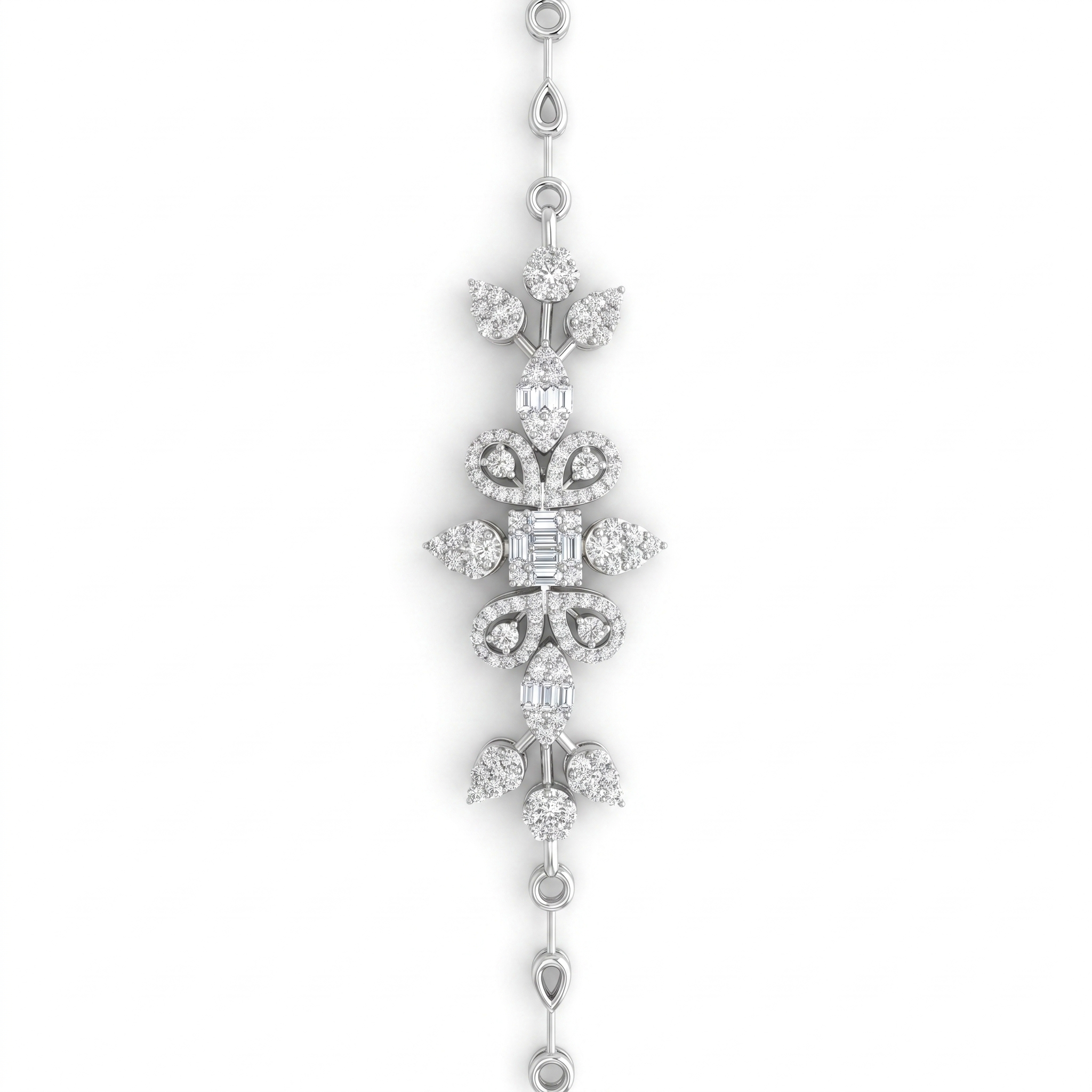 Natural Diamond Floral Statement Bracelet | 1.51 CT Natural Diamonds | 18K White Gold | Saleh Sallom Jewelry Main image