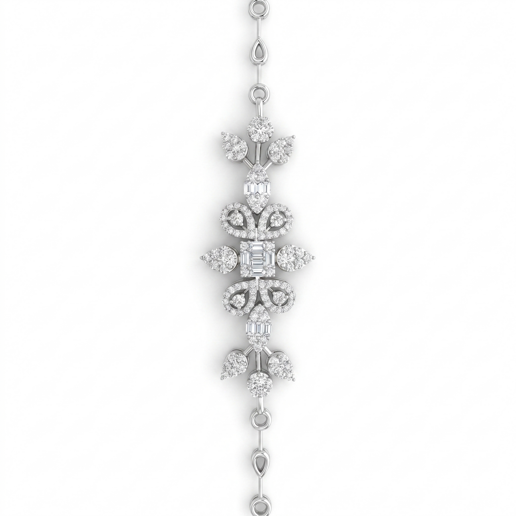 Natural Diamond Floral Statement Bracelet | 1.51 CT Natural Diamonds | 18K White Gold | Saleh Sallom Jewelry