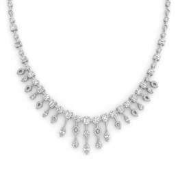 Natural Diamond Multi-Shape Drop Necklace | 3.72 CT Natural Diamonds | 18K White Gold | Saleh Sallom Jewelry