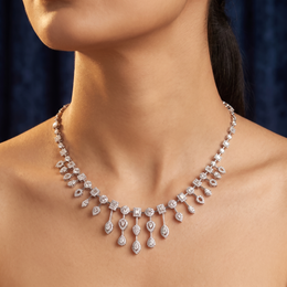 Natural Diamond Multi-Shape Drop Necklace | 3.72 CT Natural Diamonds | 18K White Gold | Saleh Sallom Jewelry