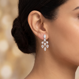 Natural Diamond Multi-Shape Chandelier Earrings | 1.45 CT Natural Diamonds | 18K White Gold | Saleh Sallom Jewelry
