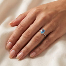 Pear-Cut Blue Topaz & Lab-Grown Diamond Ring | 4.51 CT | 18K White Gold | Saleh Sallom Jewelry