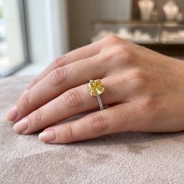 Cushion-Cut Yellow Sapphire & Lab-Grown Diamond Ring | 0.33 CT Lab-Grown Diamonds | 18K White Gold | Saleh Sallom Jewelry