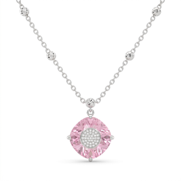 Pink Sapphire & Lab-Grown Diamond Pendant Necklace | 5.50 CT Pink Sapphire | 0.11 CT Diamonds | 18K White Gold | IGL Certified | Saleh Sallom Jewelry