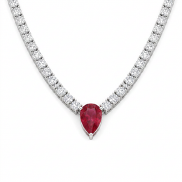 Ruby & Lab-Grown Diamond Tennis Necklace | 1.00 CT Ruby | 6.01 CT Lab-Grown Diamonds | 18K White Gold | IGI Certified | Saleh Sallom Jewelry