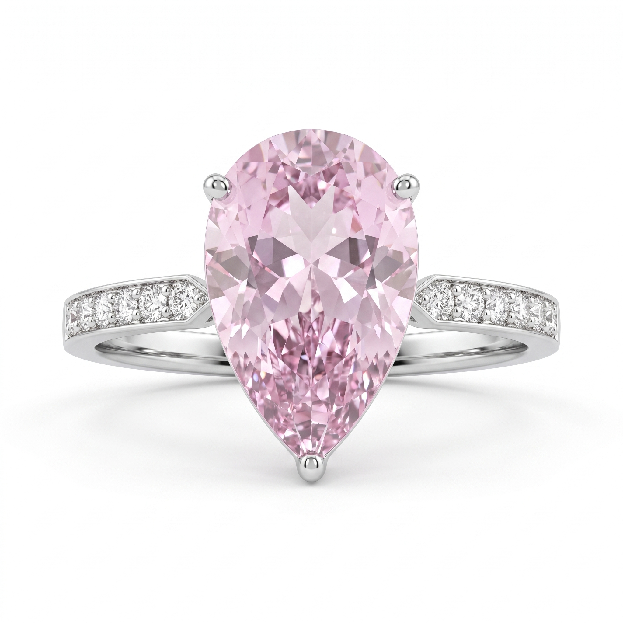 Pear-Shaped Pink Sapphire & Lab-Grown Diamond Ring | 3.87 CT | 18K White Gold | Saleh Sallom Jewelry Main image