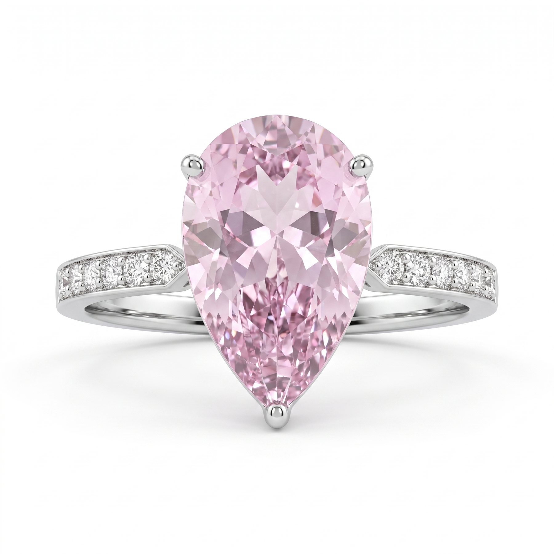 Pear-Shaped Pink Sapphire & Lab-Grown Diamond Ring | 3.87 CT | 18K White Gold | Saleh Sallom Jewelry