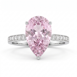 Pear-Shaped Pink Sapphire & Lab-Grown Diamond Ring | 3.87 CT | 18K White Gold | Saleh Sallom Jewelry