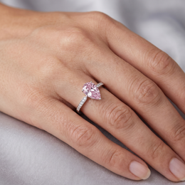 Pear-Shaped Pink Sapphire & Lab-Grown Diamond Ring | 3.87 CT | 18K White Gold | Saleh Sallom Jewelry
