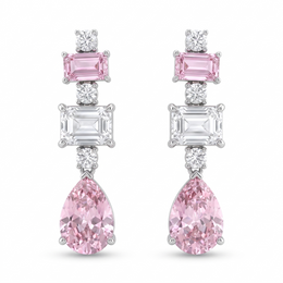 Pink Sapphire & Lab-Grown Diamond Statement Drop Earrings | 8.90 CT | 18K White Gold | Saleh Sallom Jewelry