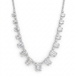Lab-Grown Diamond Emerald-Cut Statement Necklace | 39.46 CT Total Diamonds | 18K White Gold | IGI Certified | Saleh Sallom Jewelry