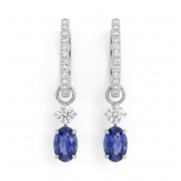 Blue Sapphire & Lab-Grown Diamond Drop Earrings | 0.72 CT Diamonds | 18K White Gold