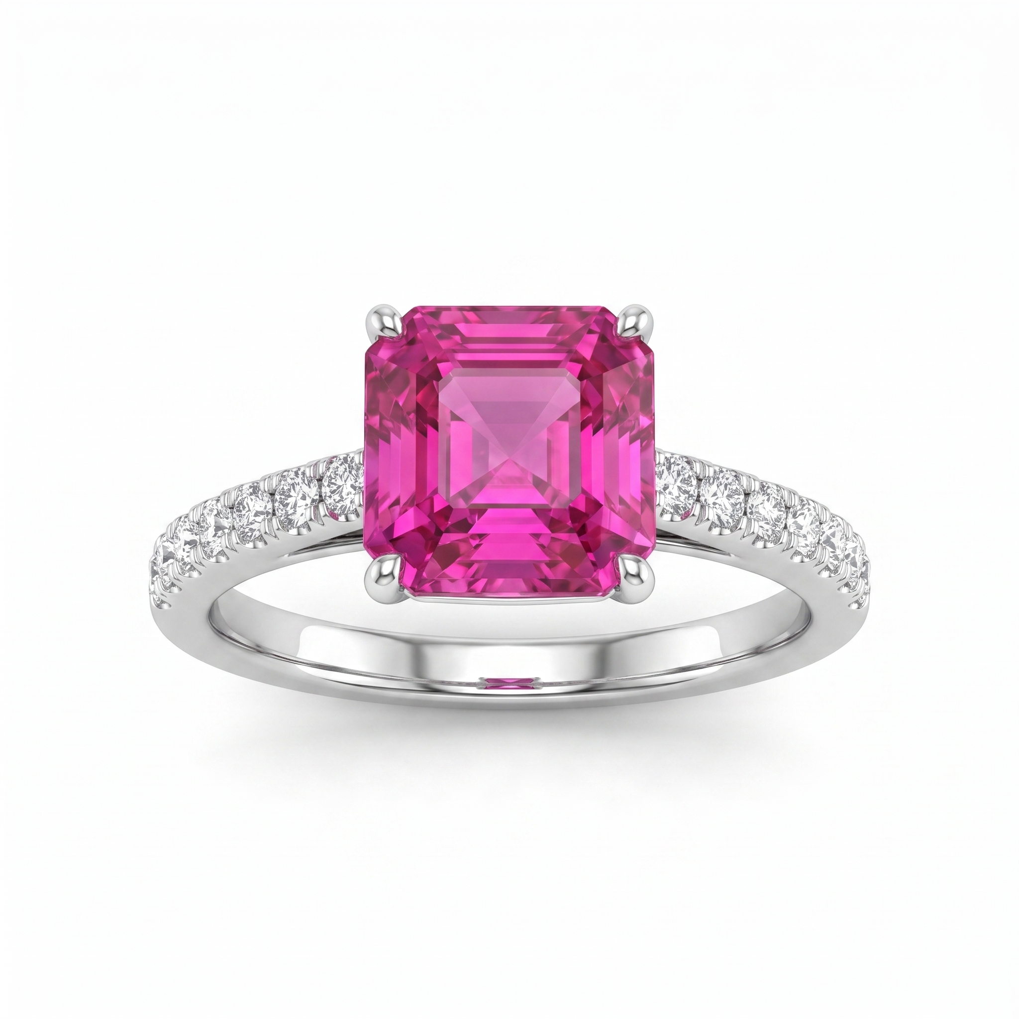 Pink Sapphire & Lab-Grown Diamond Ring | 0.25 CT Diamonds | 18K White Gold Main image