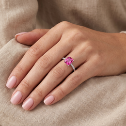 Pink Sapphire & Lab-Grown Diamond Ring | 0.25 CT Diamonds | 18K White Gold