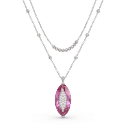 Marquise-Cut Pink Gemstone & Lab-Grown Diamond Pendant Necklace | 8.00 CT Pink Gemstone | 0.15 CT Diamonds | 18K White Gold