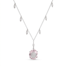 Pink Gemstone & Lab-Grown Diamond Drop Necklace | 5.64 CT Diamonds | 18K White Gold