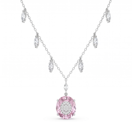 Pink Gemstone & Lab-Grown Diamond Drop Necklace | 5.64 CT Diamonds | 18K White Gold