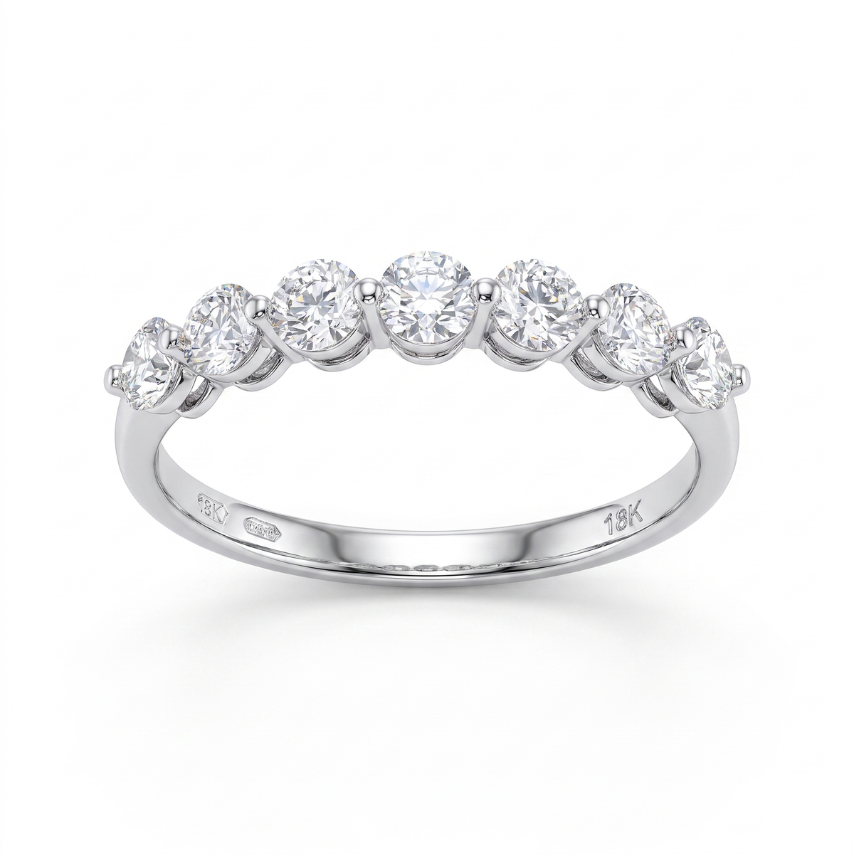 Lab-Created Diamond Seven-Stone Band Ring | 0.60 CT | VVS1 | 18K White Gold Main image