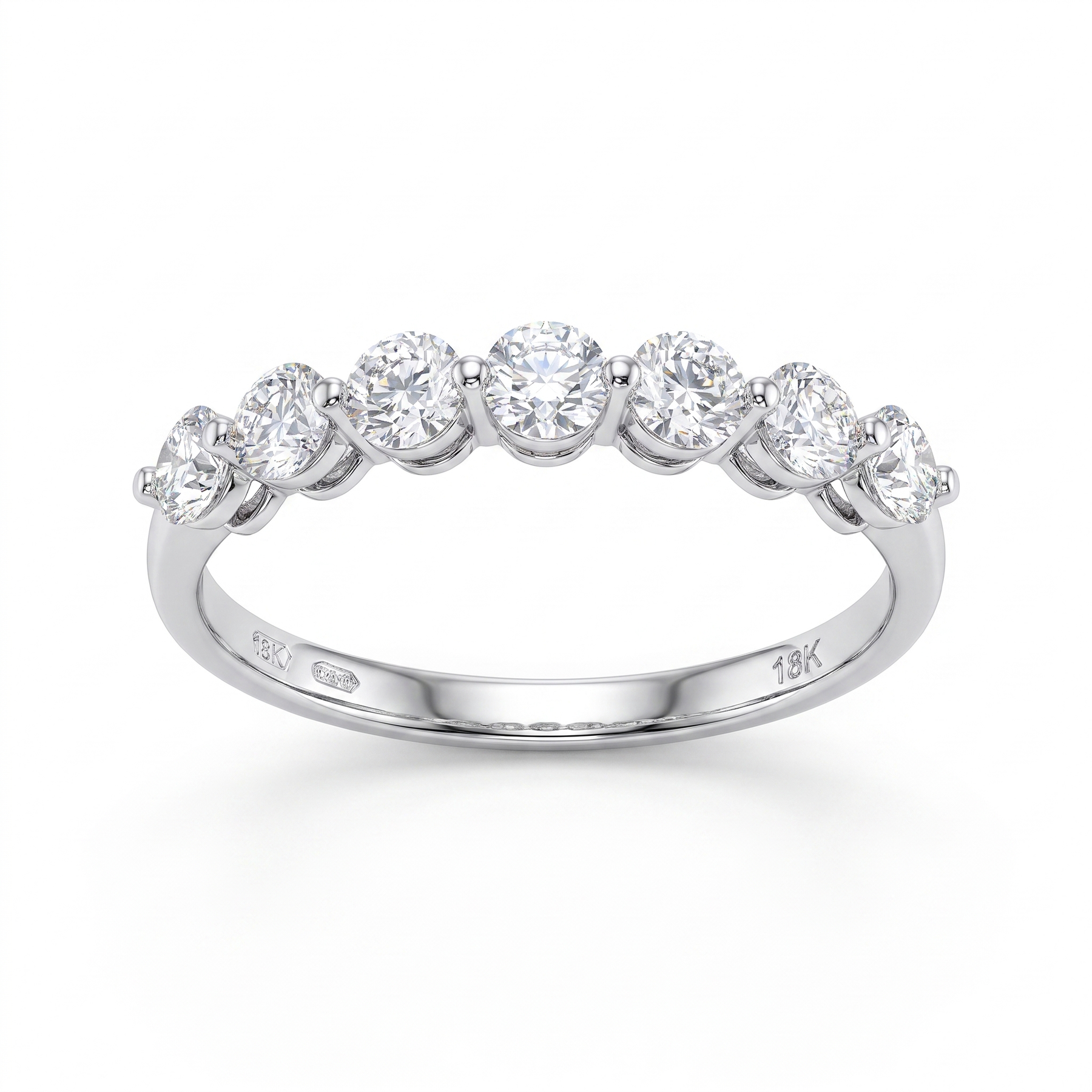 Lab-Created Diamond Seven-Stone Band Ring | 0.60 CT | VVS1 | 18K White Gold