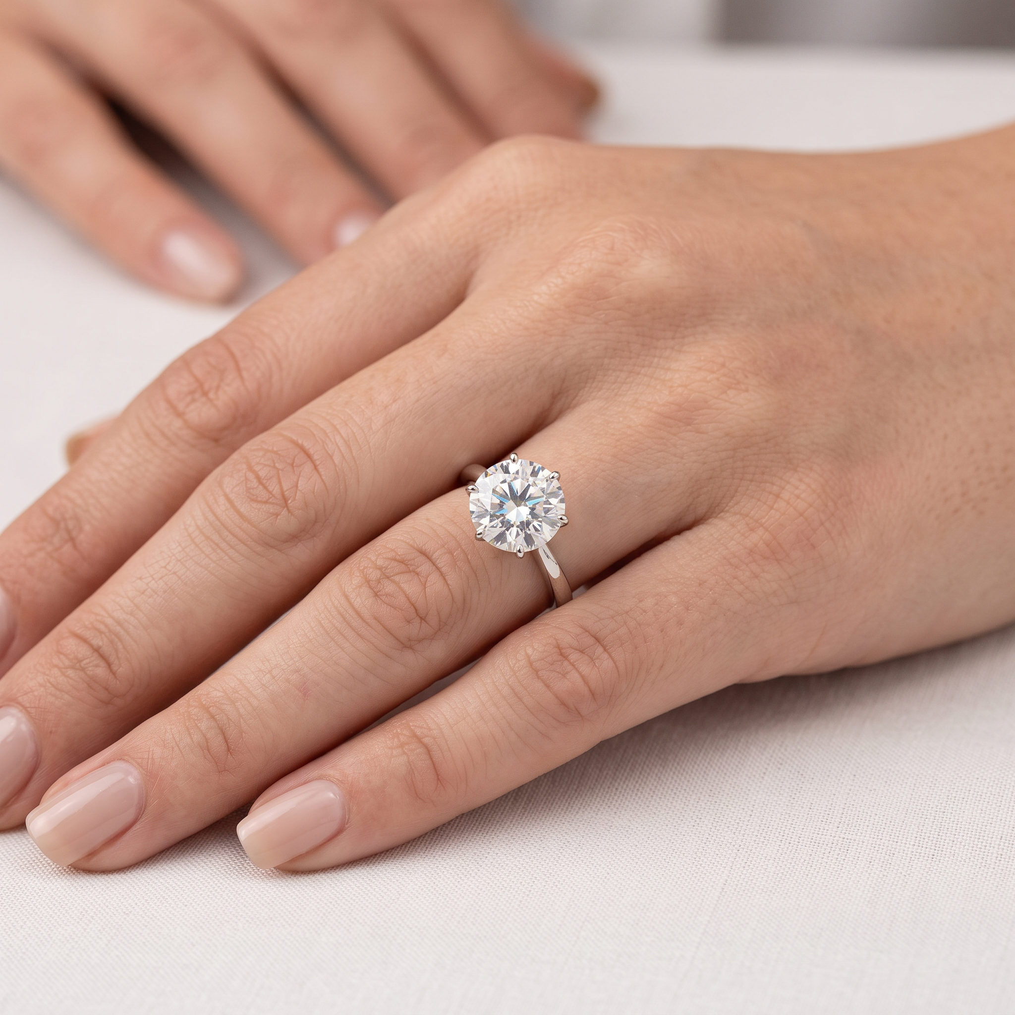 Lab-Created Diamond Solitaire Engagement Ring | 7.00 CT | VVS1 | 18K White Gold Secondary image