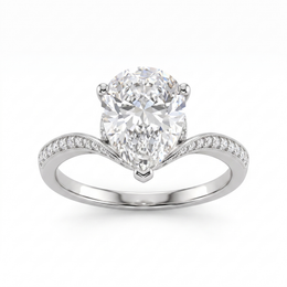 Lab-Created Pear-Shaped Diamond Engagement Ring | 3.00 CT | 18K White Gold