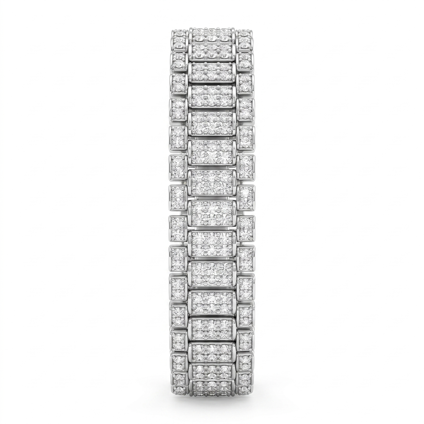 Lab-Created Diamond Wide Link Bracelet | 18K White Gold