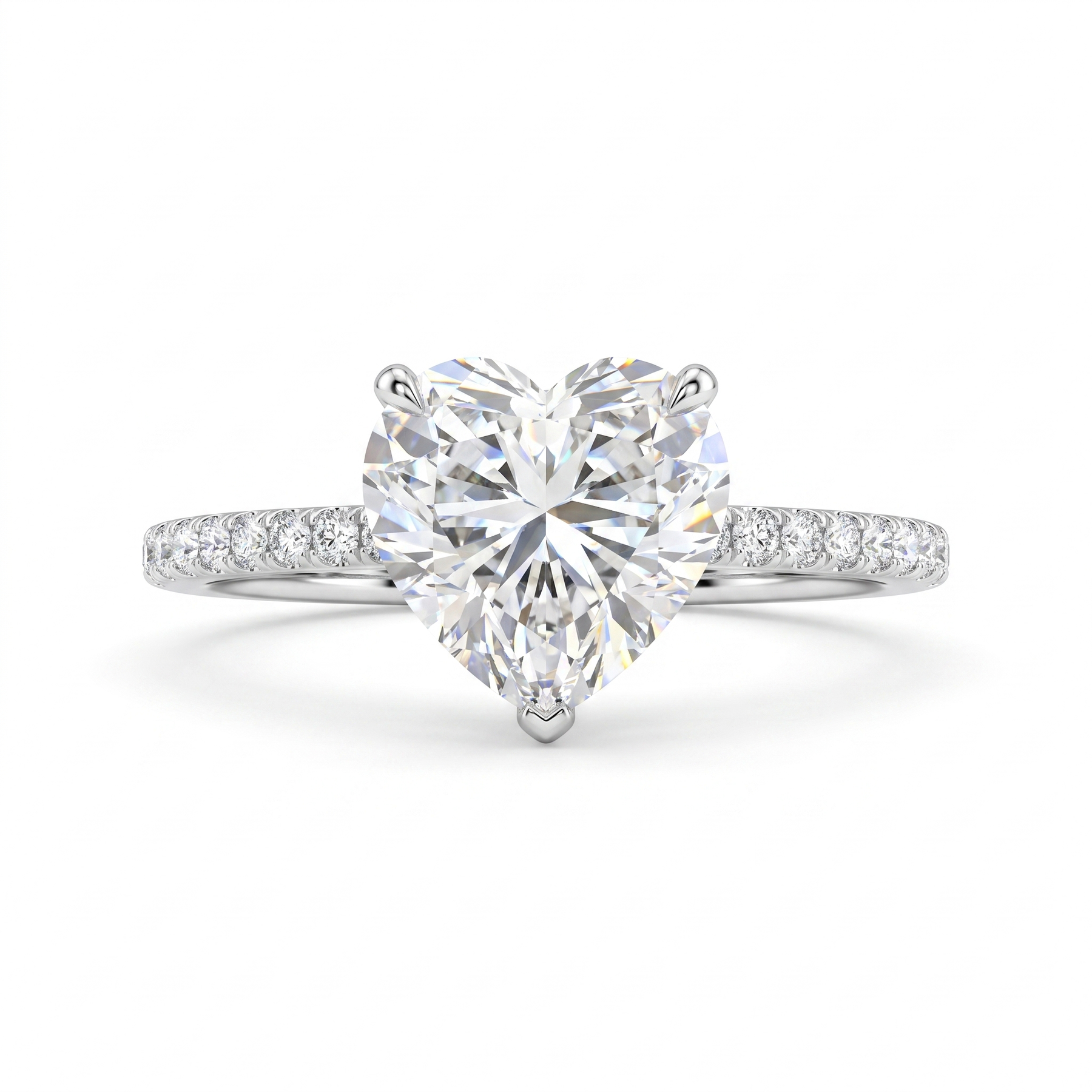 Lab-Created Heart-Shaped Diamond Engagement Ring | 3.16 CT Diamonds | 18K White Gold